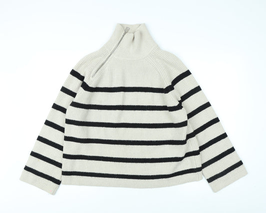 Womens UK Size M Zara Beige Pullover Jumper