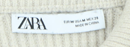 Womens UK Size M Zara Beige Pullover Jumper