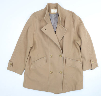 Elements Women's Beige Wool Pea Coat Size 14