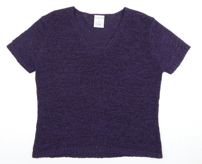 Alexon Women's Purple Short Sleeve Pullover Jumper UK 14