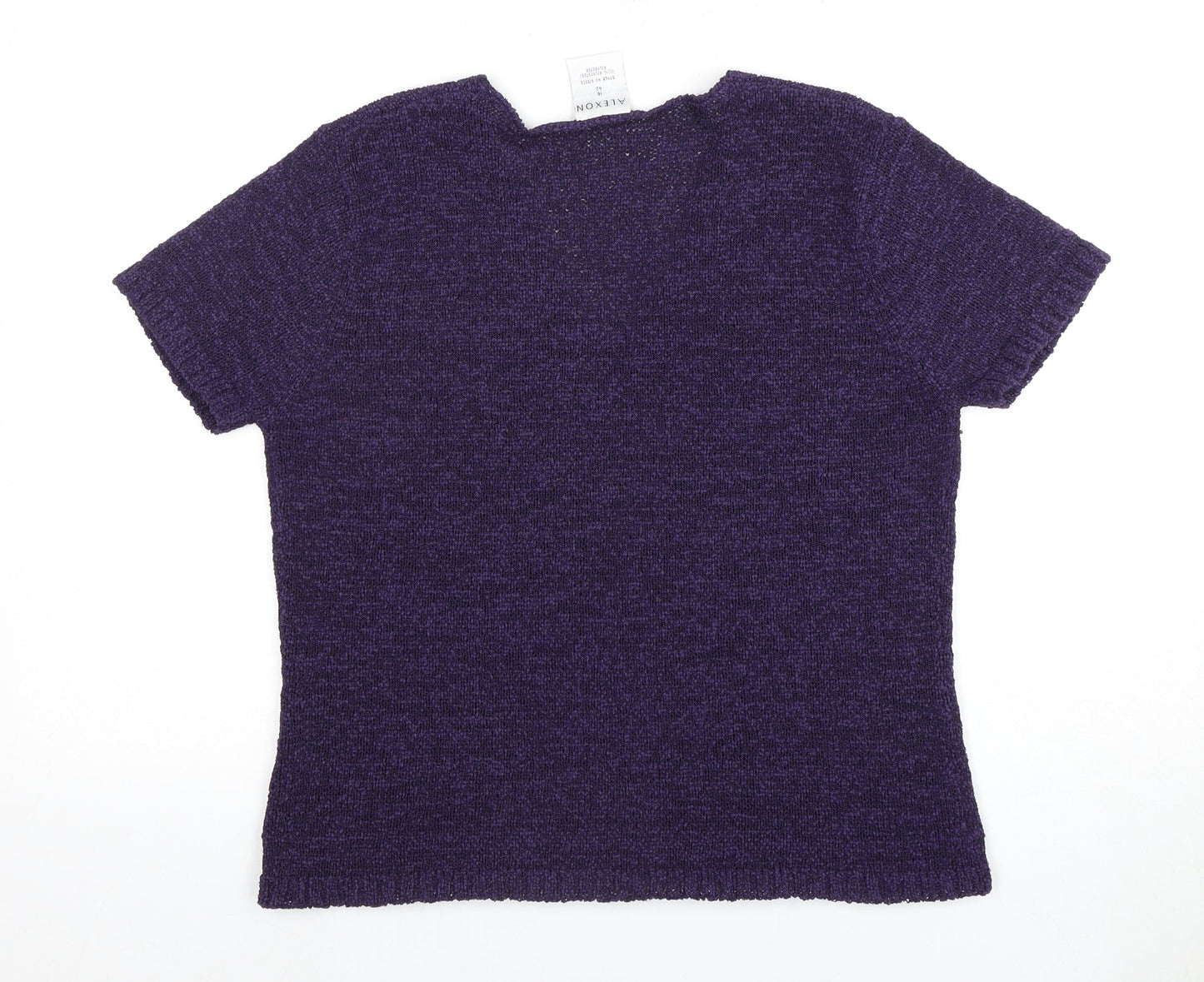 Alexon Women's Purple Short Sleeve Pullover Jumper UK 14