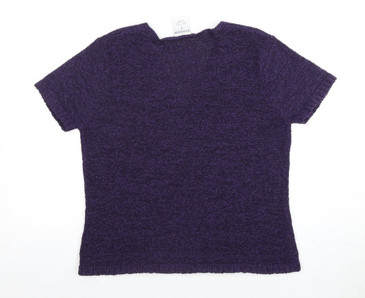 Alexon Women's Purple Short Sleeve Pullover Jumper UK 14