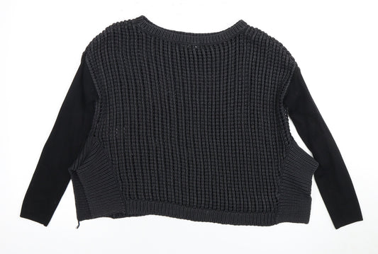 Karen Millen Women's Black Chunky-Knit Pullover Size 4