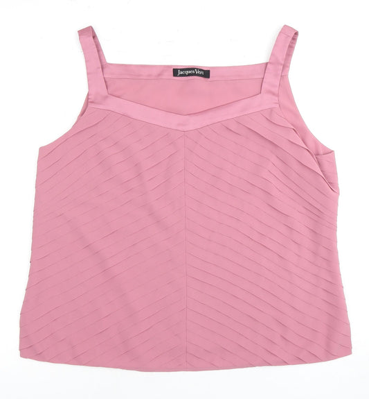 Jacques Vert Women's Pink Tank Top, UK 16, Sleeveless, Polyester