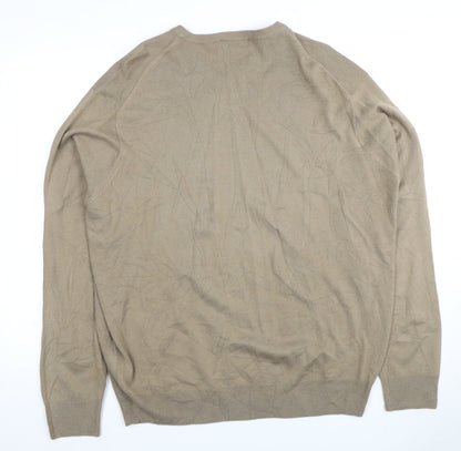 James Pringle Men's Beige V-Neck Pullover XL Jumper