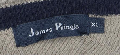 James Pringle Men's Beige V-Neck Pullover XL Jumper