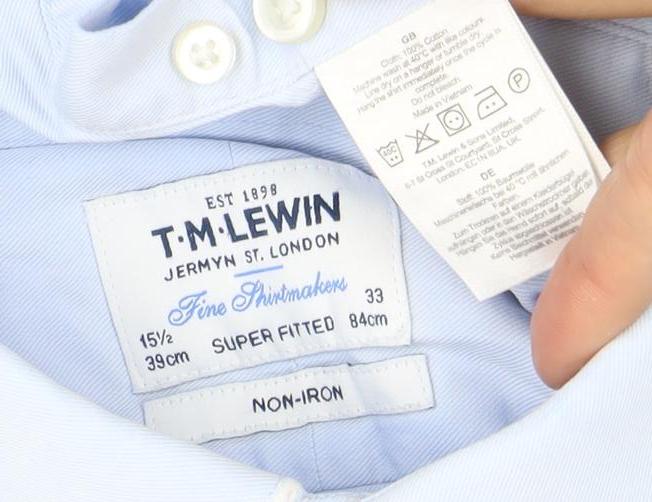 T.M.Lewin Men's Blue Extra-Slim Fit Dress Shirt - Size 15.5