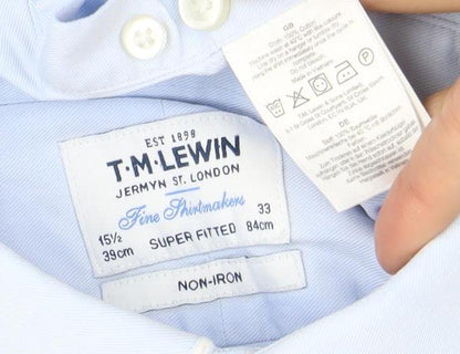 T.M.Lewin Men's Blue Extra-Slim Fit Dress Shirt - Size 15.5