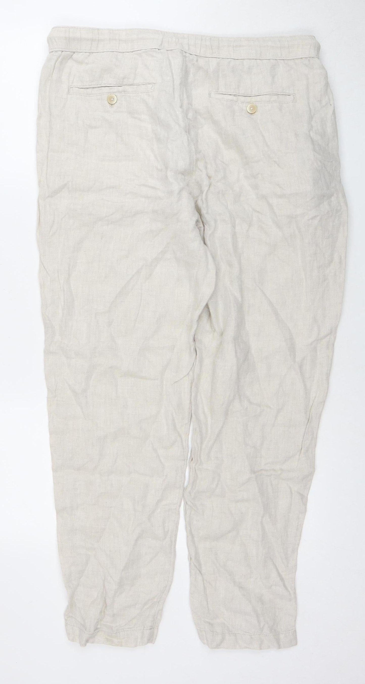 Womens UK Size 16 Zara Relaxed Fit Casual Beige Trousers