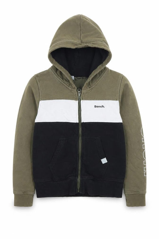 Bench Boys Full Zip Hoodie - Green, Black & White 11-12 Years