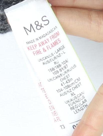 Womens UK Size L Marks and Spencer Grey Full Zip Jumper