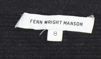 Fenn Wright Manson Black Midi Straight Pencil Skirt, Size 8