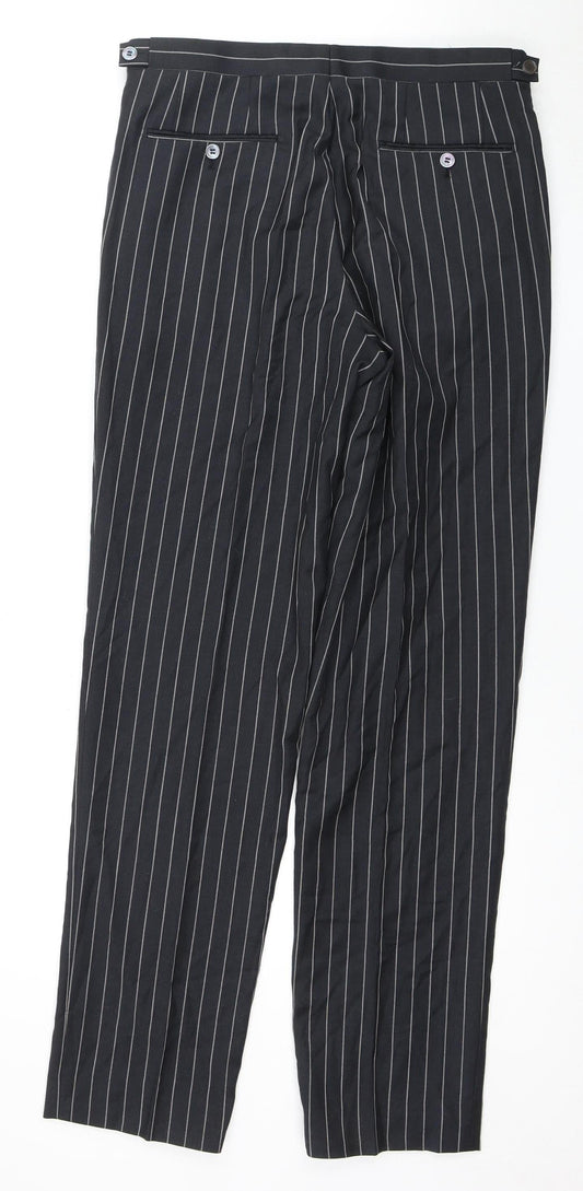 Marks and Spencer Men's Black Striped Trousers, Size 32