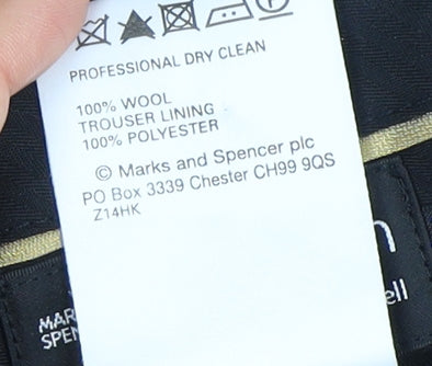 Marks and Spencer Men's Black Striped Trousers, Size 32