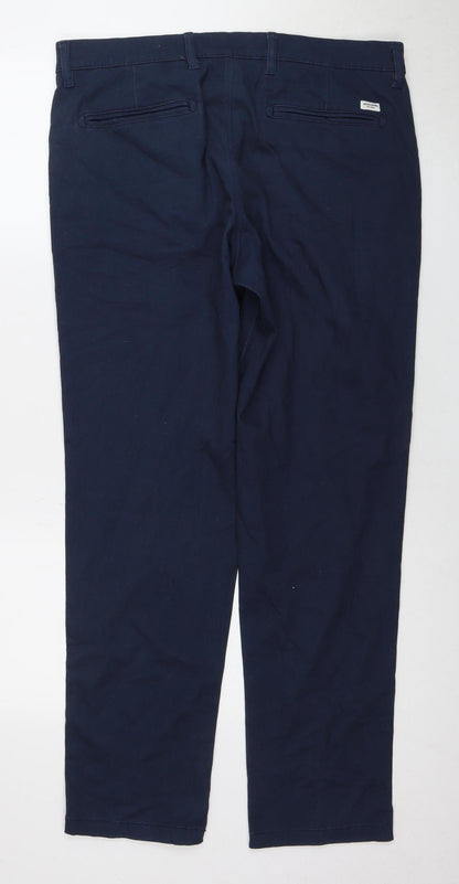 Jack & Jones Men's Blue Chino Trousers, Size 34, Regular Fit