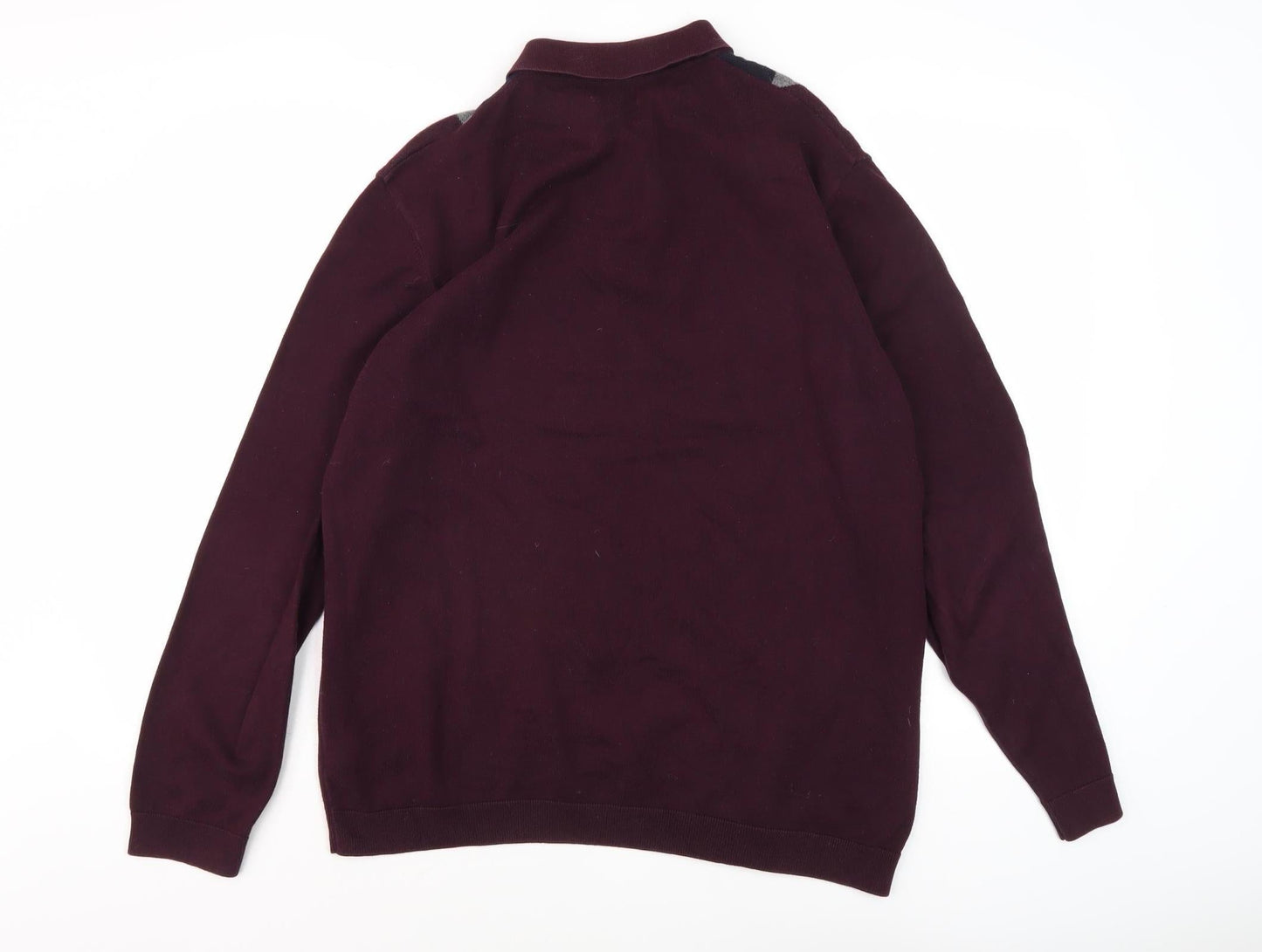 Next Men's Purple Argyle Collared Jumper XL