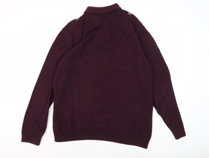 Next Men's Purple Argyle Collared Jumper XL