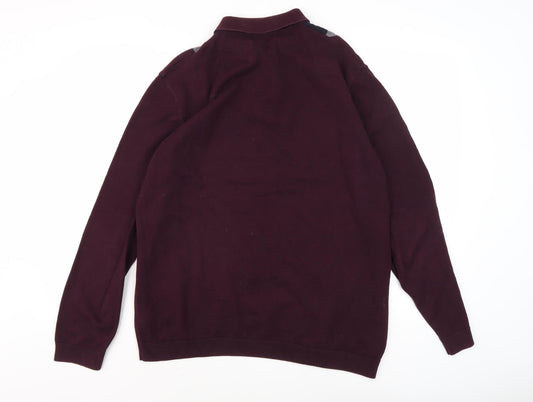 Next Men's Purple Argyle Collared Jumper XL