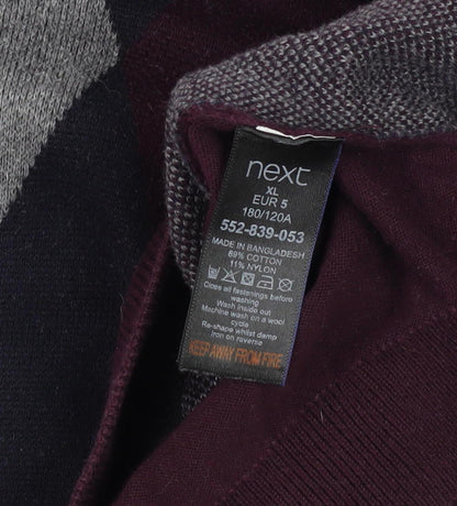 Next Men's Purple Argyle Collared Jumper XL