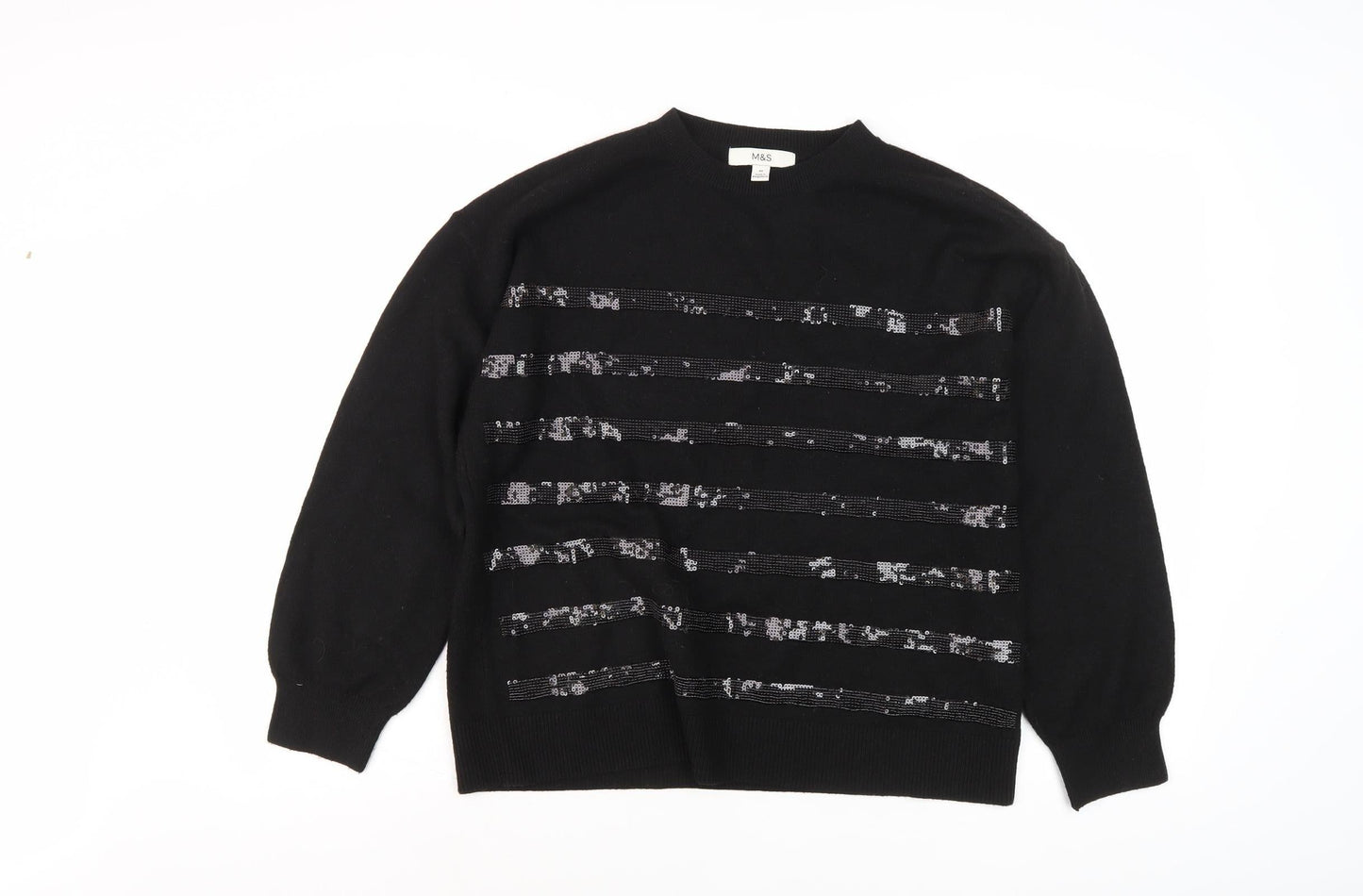 Womens UK Size M Marks and Spencer Black Pullover Jumper