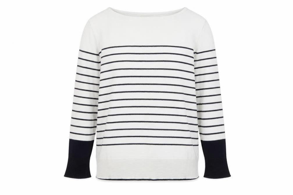 ESPRIT Women's White Striped Knit Jumper M