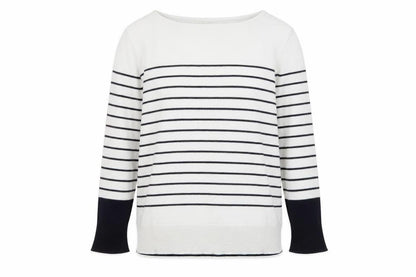 ESPRIT Women's White Striped Knit Jumper M