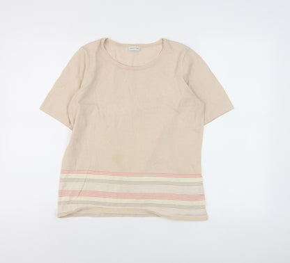 Eastex Women's Beige Striped Pullover Jumper M