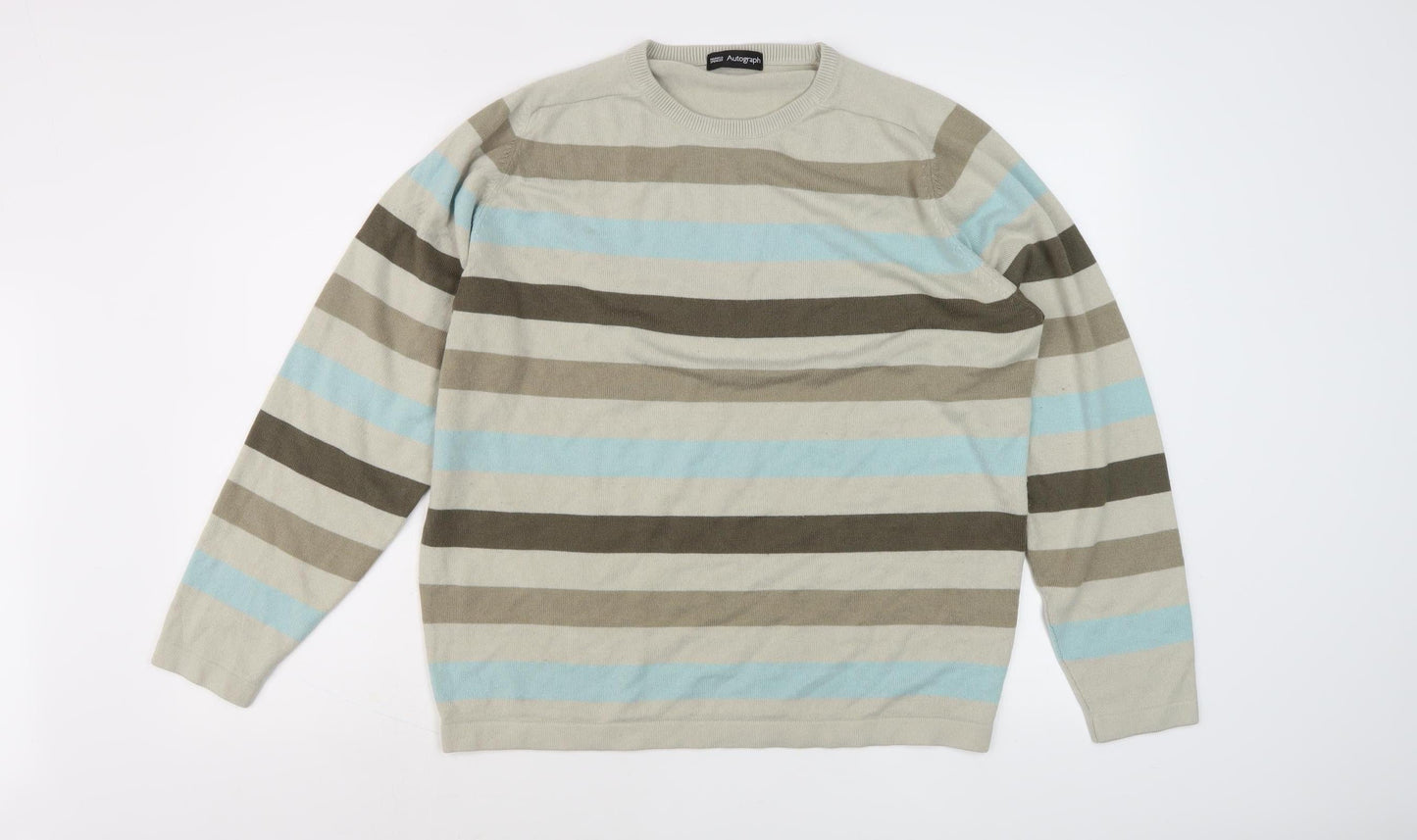 Marks and Spencer Men's Multicoloured Striped Pullover, Size L