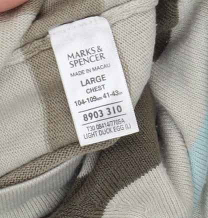 Marks and Spencer Men's Multicoloured Striped Pullover, Size L