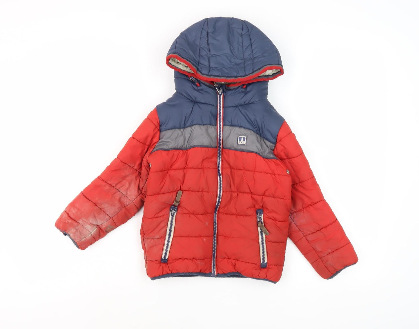 Next Boys Red Puffer Jacket 5-6 Years Winter Hooded