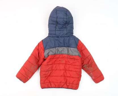 Next Boys Red Puffer Jacket 5-6 Years Winter Hooded