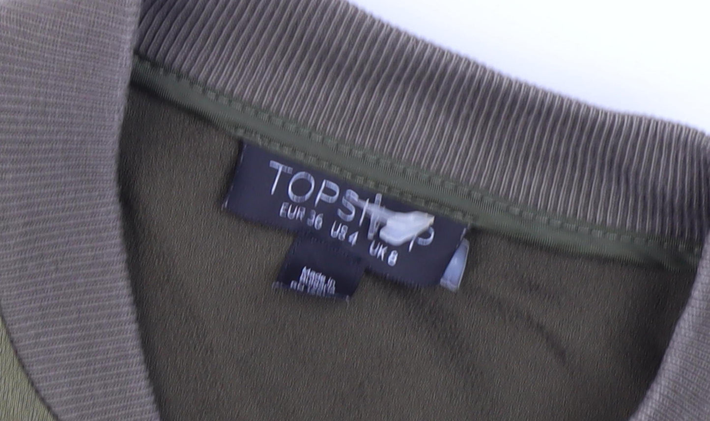 Womens UK Size 8 Topshop Green Bomber Jacket