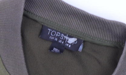 Womens UK Size 8 Topshop Green Bomber Jacket