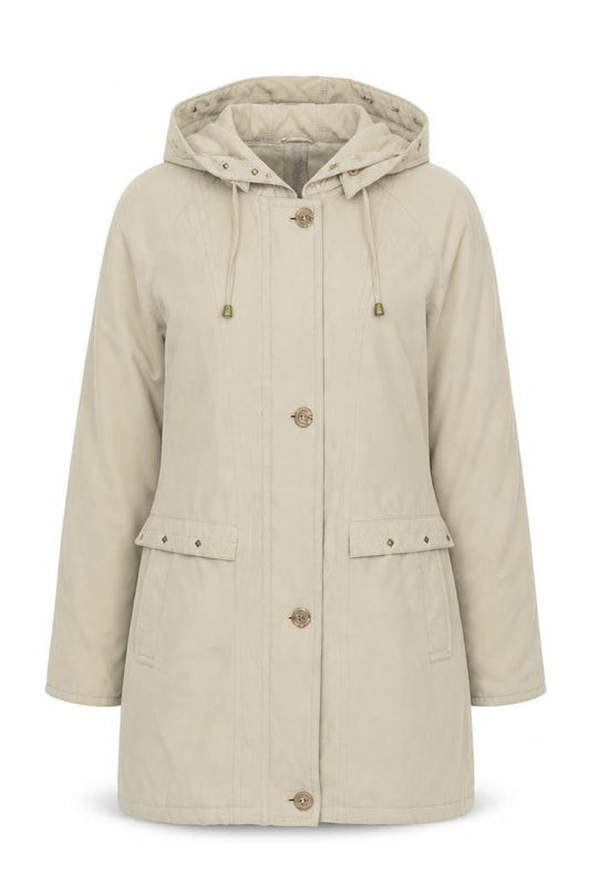 Lawrayn Women's Beige Parka Coat With Hood