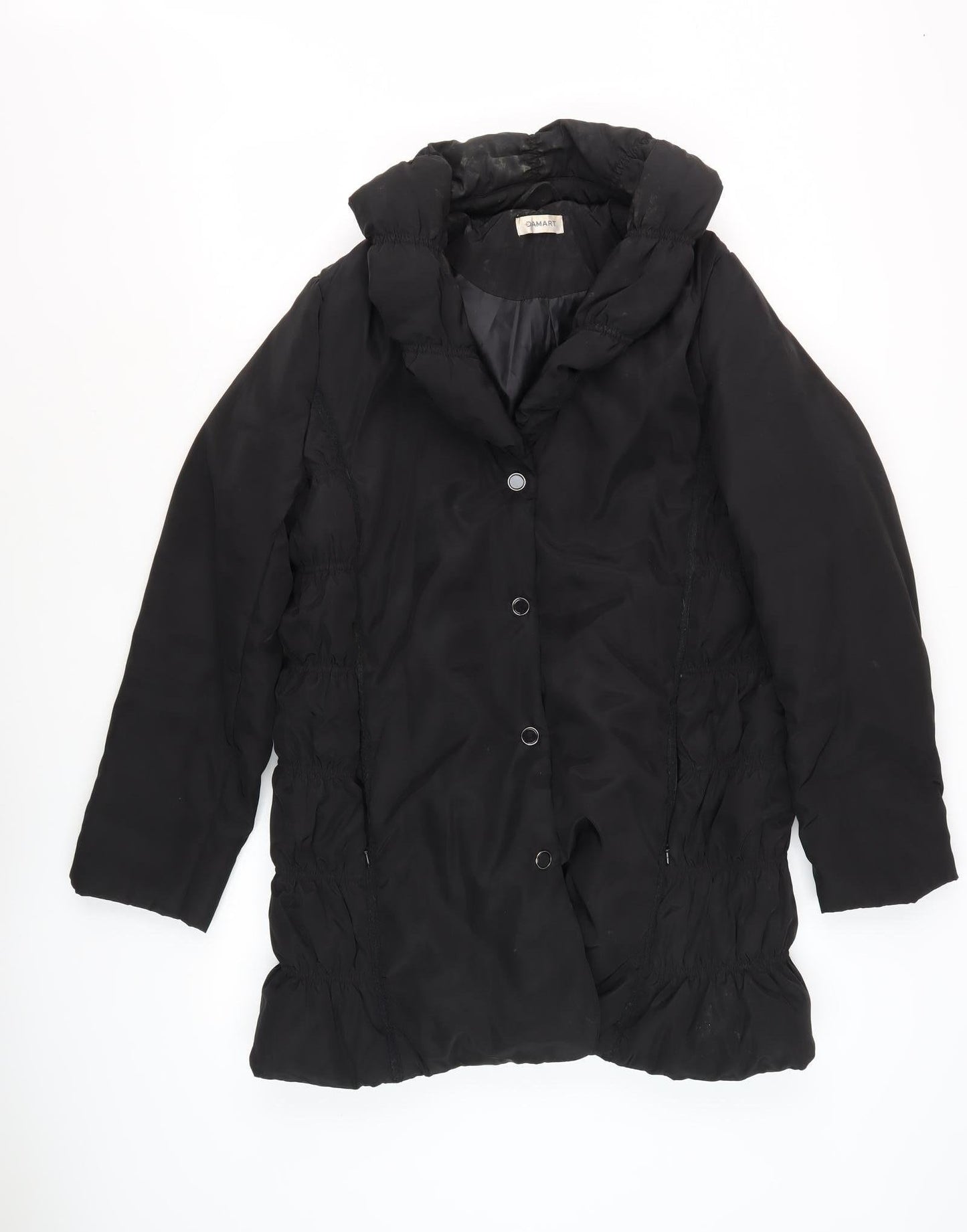 Damart Women's Black Mid-Length Hooded Coat - Size 12