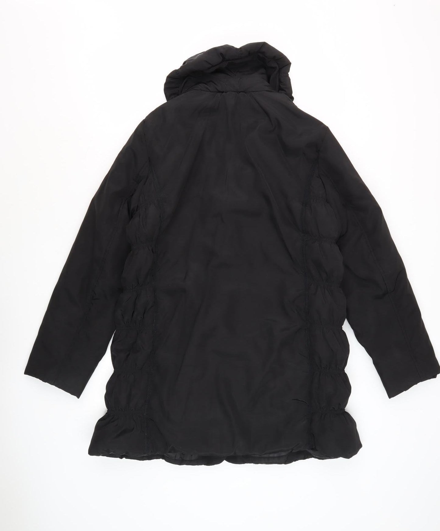 Damart Women's Black Mid-Length Hooded Coat - Size 12