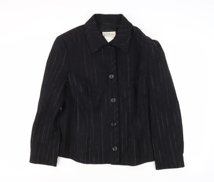 Féraud Women’s Black Striped Mid-Length Jacket, Size 14
