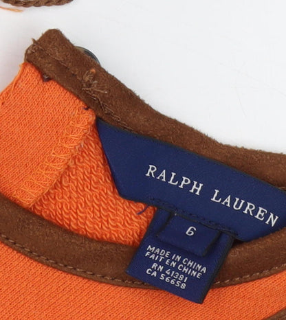 Ralph Lauren Girls Orange Dress Size 10 Casual Sleeveless
