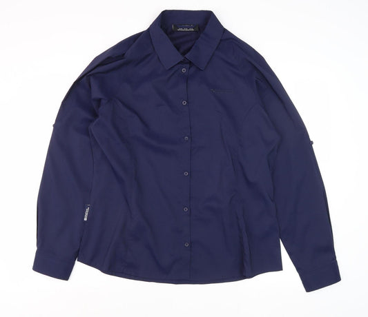 Mountain Warehouse Women's Blue Button-Up Shirt Size 16