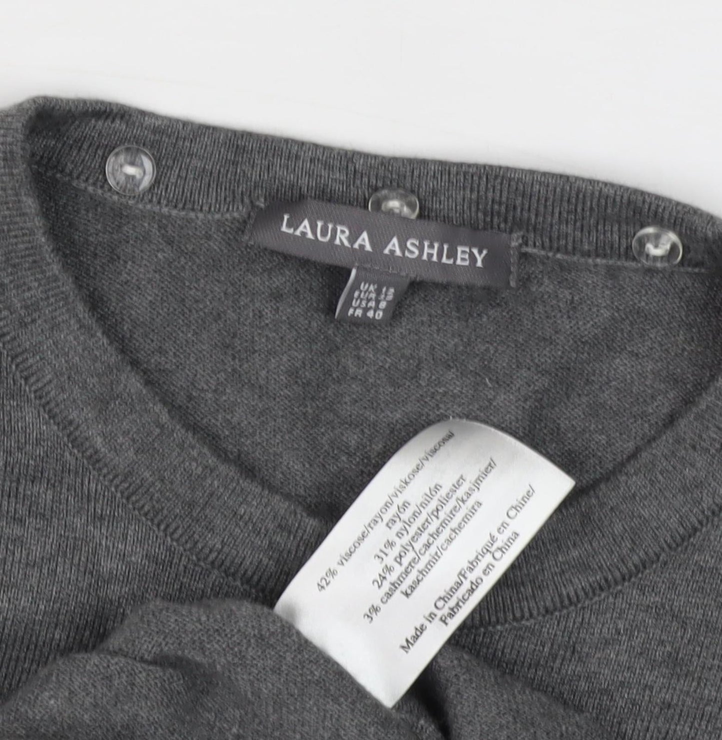 Laura Ashley Women's Grey Pullover Jumper Size 12