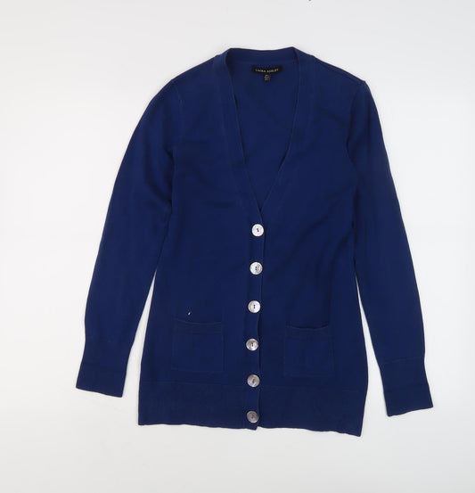 Laura Ashley Women's Blue V-Neck Cardigan UK S