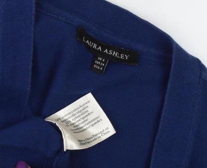 Laura Ashley Women's Blue V-Neck Cardigan UK S