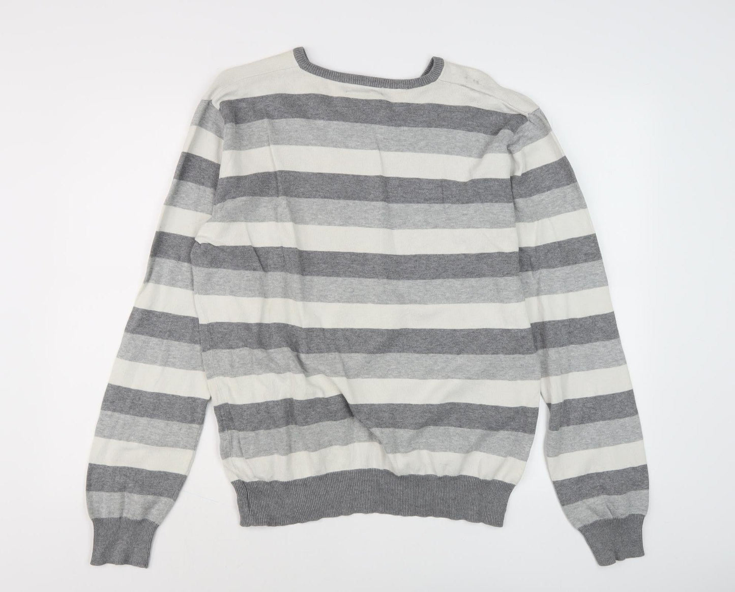 Soul Cal Men's Grey Striped Pullover Large