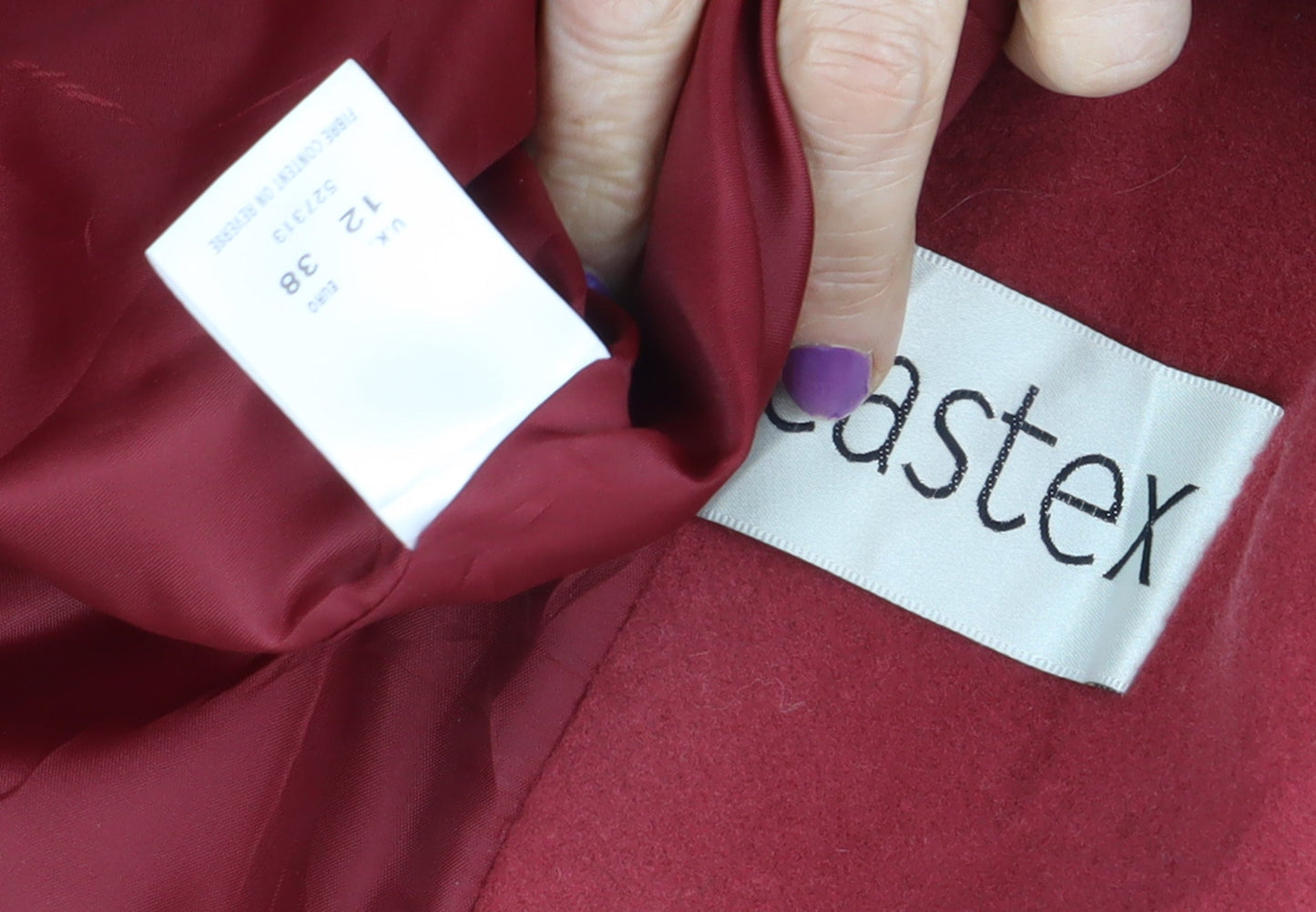 Womens UK Size 12 Eastex Red Overcoat