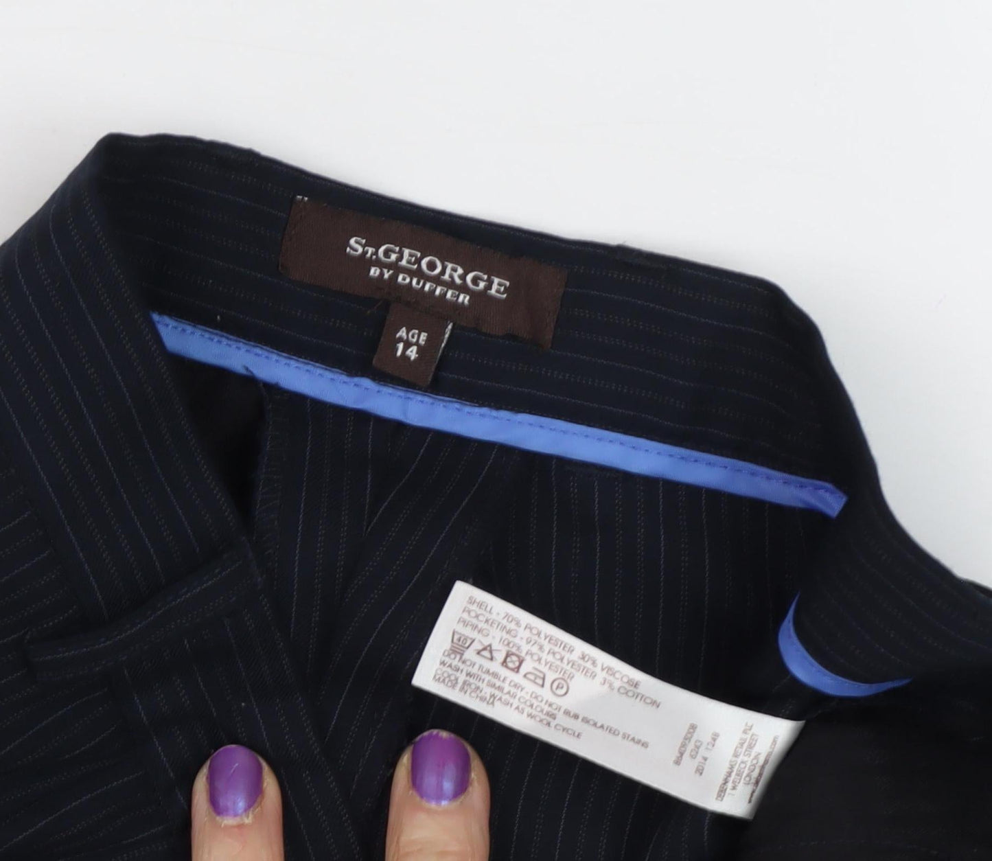 St. George Black Pinstripe Girls Dress Pants Size 14