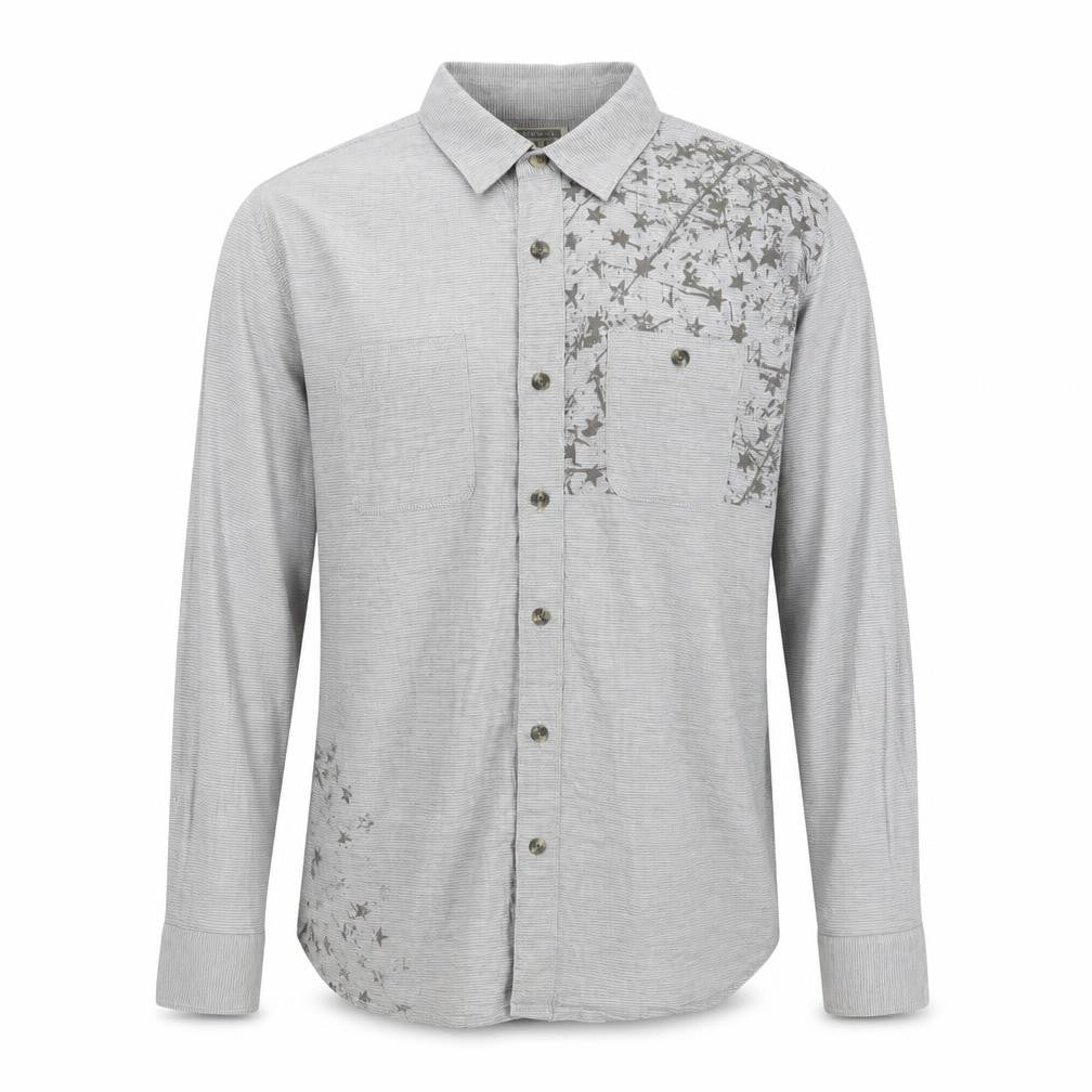 Converse Men's Grey Striped XL Button-Up Shirt