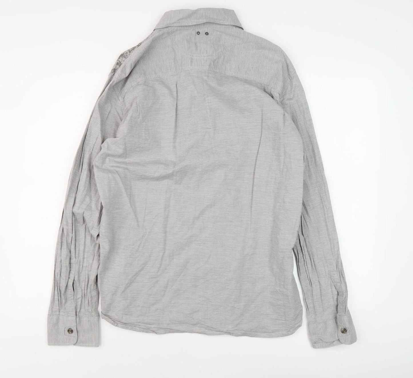 Converse Men's Grey Striped XL Button-Up Shirt