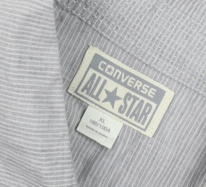 Converse Men's Grey Striped XL Button-Up Shirt