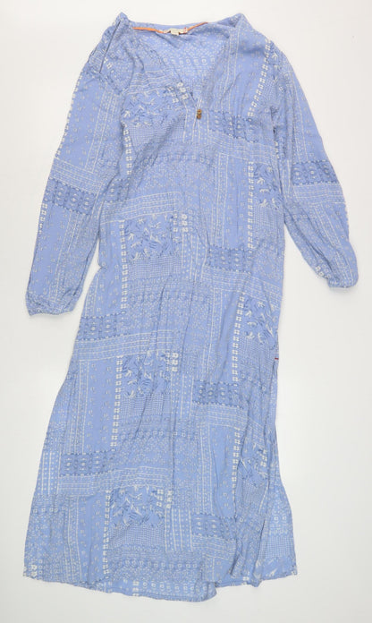 White Stuff Women's Blue Floral Long Sleeve Dress S