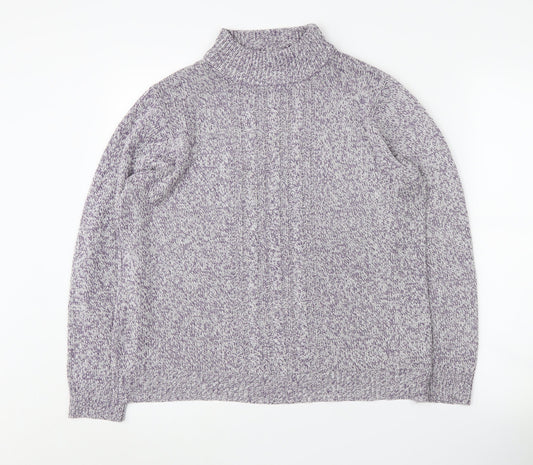 Damart Women's Purple Mock Neck Acrylic Jumper Size 16